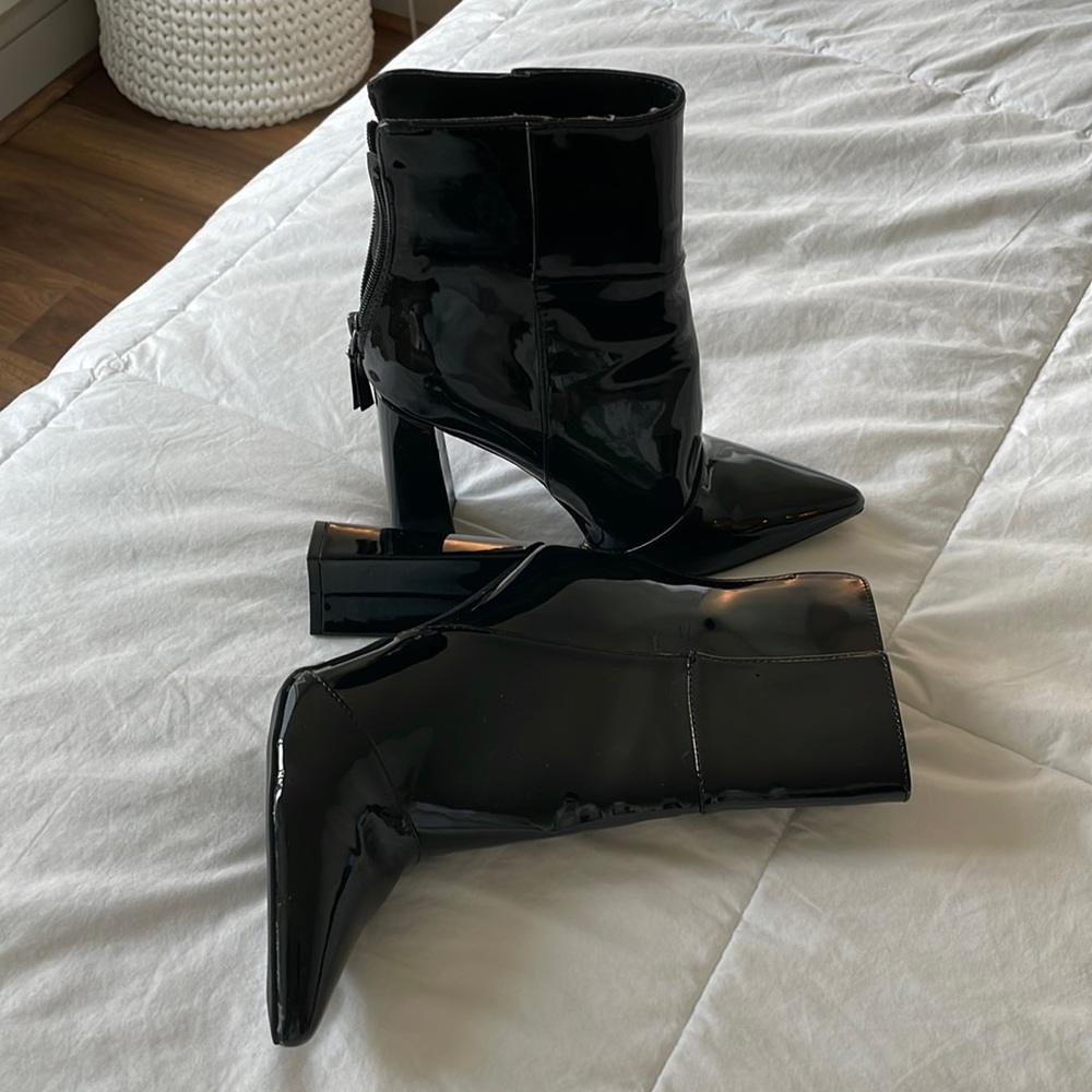 Patent black boots